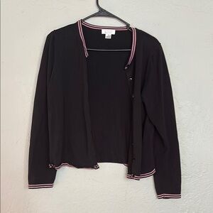 Christopher & Banks Black Cardigan with Pink Accents